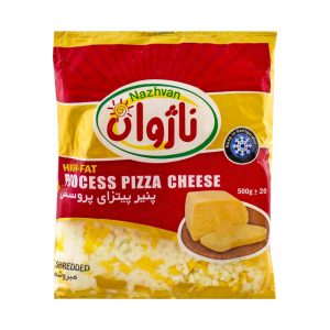 پنیر پیتزا پروسس دو رنگ 500 گرمی ناژوان