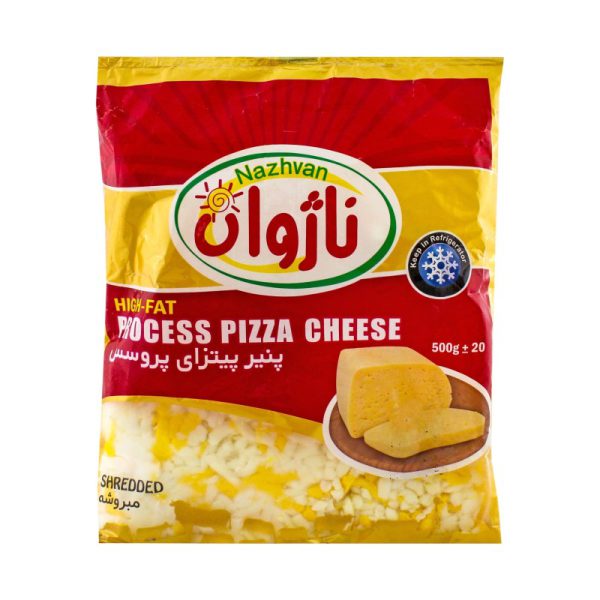 پنیر پیتزا پروسس دو رنگ 500 گرمی ناژوان