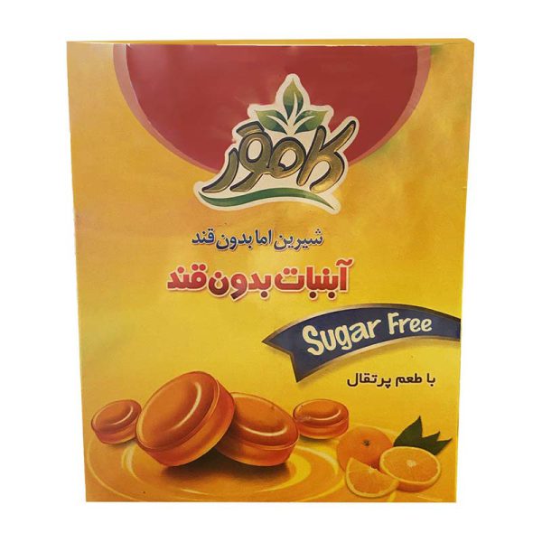 آبنبات پرتقالی بدون قند و رژیمی 130گرم کامور