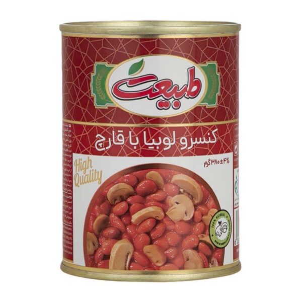 کنسرو لوبیا چیتی با قارچ در سس گوجه 380گ طبیعت