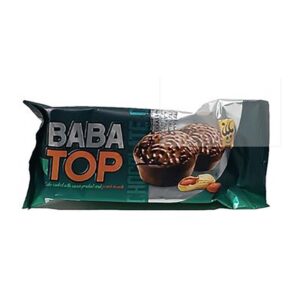 کیک دوقلو روغنی با روکش کاکائو و بادام زمینی 60گ بابانا