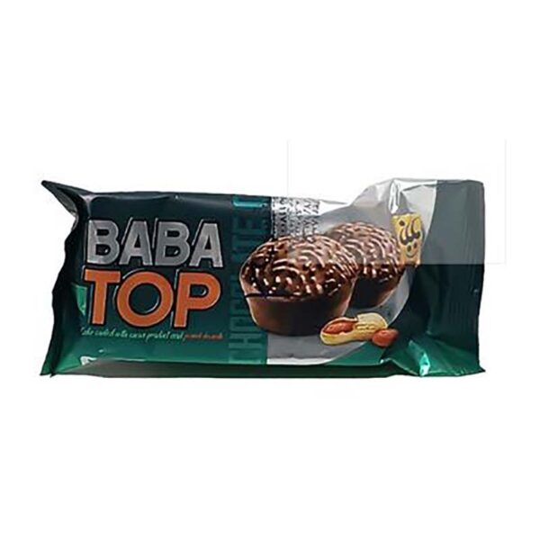 کیک دوقلو روغنی با روکش کاکائو و بادام زمینی 60گ بابانا کیک دوقلو روغنی با روکش کاکائو و بادام زمینی 60گ بابانا