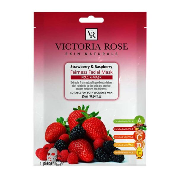ماسک صورت ورقه ای توت فرنگی و شاه توت 25 م ویکتوریا رز