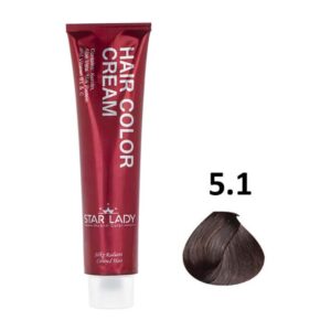 رنگ مو کد 5.1 قهوه ای خاکستری روشن 120م استار لیدی