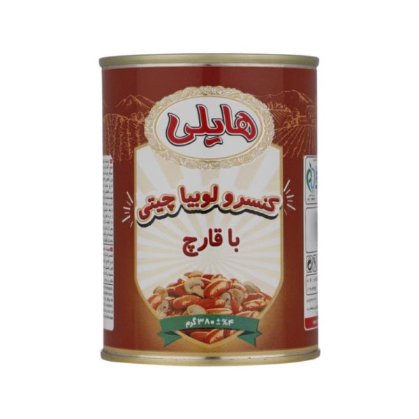کنسرو لوبیا چیتی با قارچ در سس گوجه فرنگی 380 گ هایلی