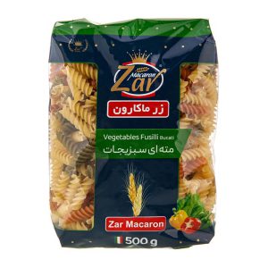 ماکارونی فرمی مته ای سبزیجات بسته سلفونی 500 g زر ماکارون