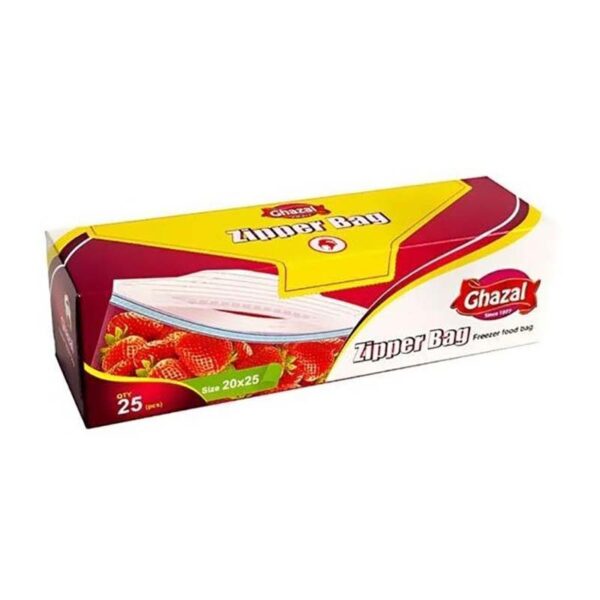 کیسه پلاستیکی زیپ دار 25عددی جعبه ای 20*25 غزال