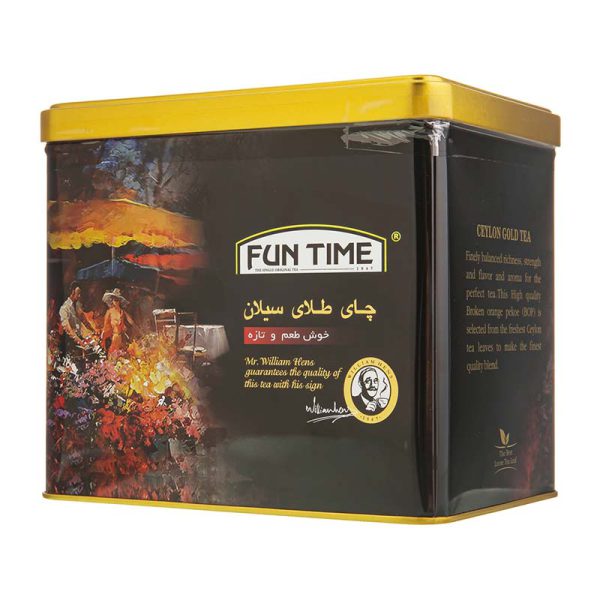 چای قوطی فلزی طلایی سیلان 500 گرمی فان تایم