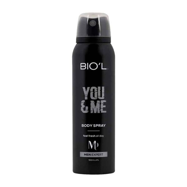 اسپري بدن مردانه 150 ميل خوشبو كننده و ضد تعريق YOU & ME بيول