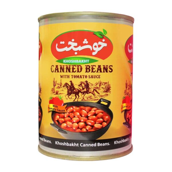 کنسرو لوبیا چیتی با سس گوجه فرنگی380گرم خوشبخت