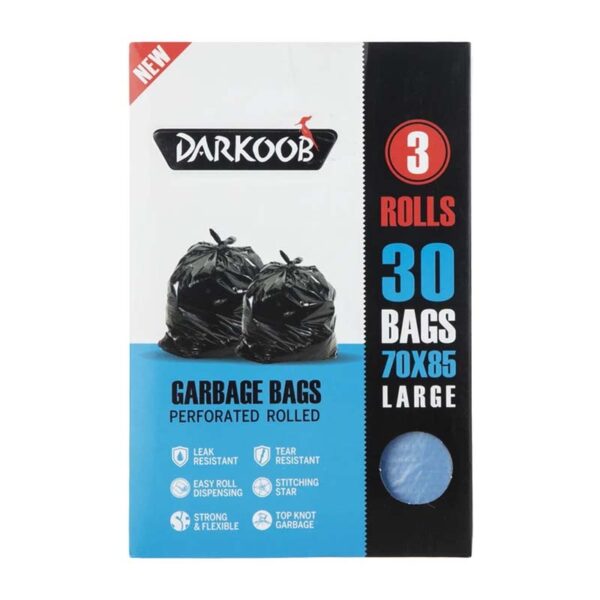 كيسه زباله جعبه اي آبي بزرگ 3رول 30 برگي دارکوب