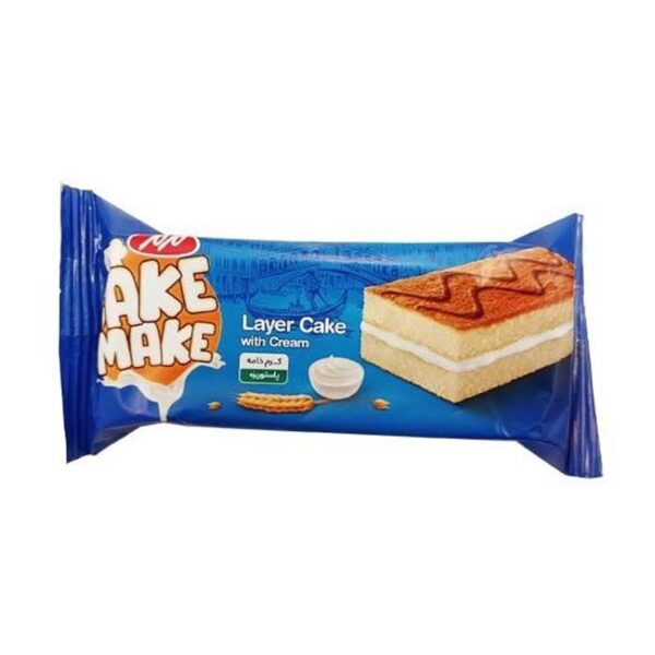 کیک لایه ای وانیلی با خامه کیک میک 45 گرم مزمز