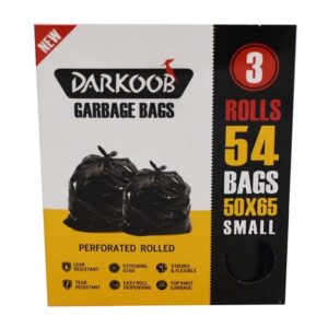 كيسه زباله جعبه اي مشكي كوچك 3رول 54 برگي دارکوب