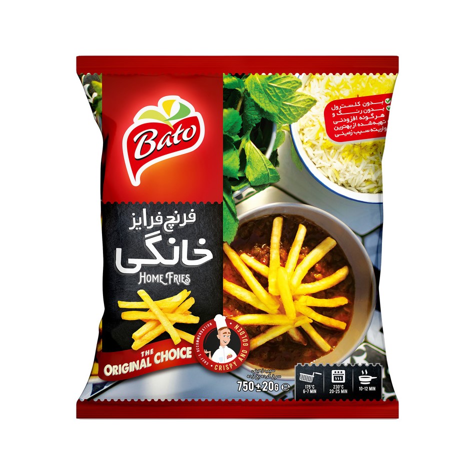سيب زميني منجمد خلالی 750گرم 7*7 باتو