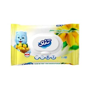 دستمال مرطوب چند منظوره با رایحه لیمو 60ع تنو