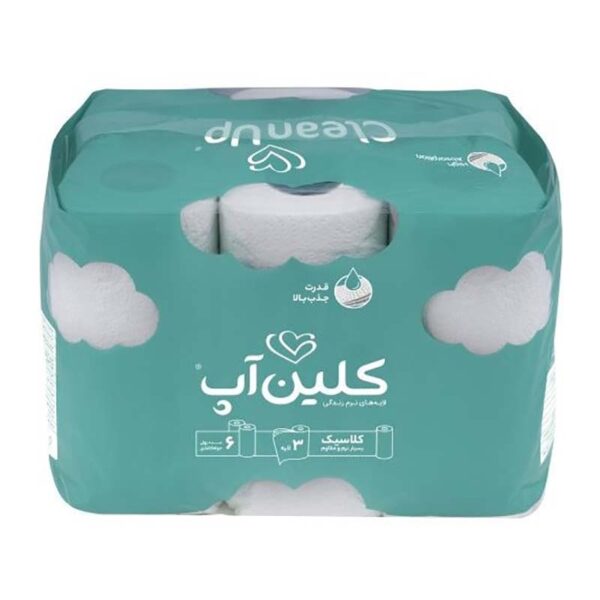 دستمال حوله ای طرح ابر 6 رول کلین آپ