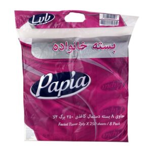 دستمال کاغذی اقتصادی 8 ع بسته بندی سافت 250 برگ 2 لا پاپیا