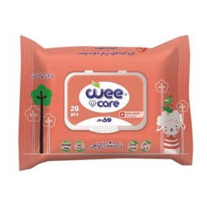 دستمال مرطوب کودک 20برگی درب دار حاوی روغن بادام وی