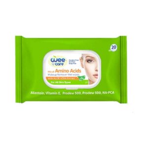 دستمال مرطوب پاک کننده آرایش 20برگی غنی شده با آمینو اسید وی