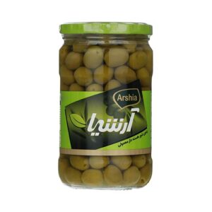 زیتون سبز هسته دار فراوری 660 گرمی ویژه شیشه آرشیا