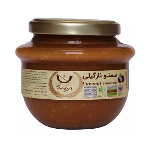 سمنوی نارگیلی شیشه 300گ پای دیگ سادات سمنوی نارگیلی شیشه 300گ پای دیگ سادات
