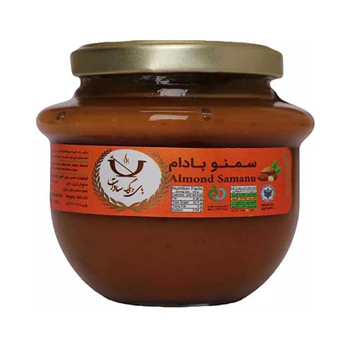 سمنوی بادامی شیشه 300گ پای دیگ سادات سمنوی بادامی شیشه 300گ پای دیگ سادات