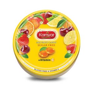 آبنبات رویال بدون قند و رژیمی با طعم شش میوه 150گ کامور