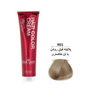 رنگ مو کد901 پلاتینه فوق روشن با تن خاکستری 120م استار لیدی
