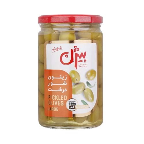 زیتون شور شیشه با هسته درشت 650گ بیژن زیتون شور شیشه با هسته درشت 650گ بیژن