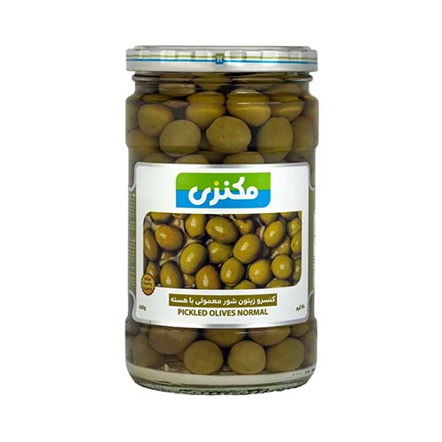 کنسرو زیتون شور معمولی با هسته 660گ مکنزی کنسرو زیتون شور معمولی با هسته 660گ مکنزی
