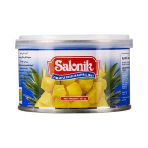 کمپوت آناناس خردشده با درب و چنگال 227گ سالونیک