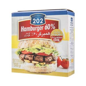 همبرگرممتاز با60%گوشت 500gجعبه مقوایی202