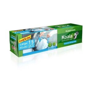 کيسه زباله بنددار تجزيه پذير رولي 80*65 جعبه 15 ع بزرگ کوالا