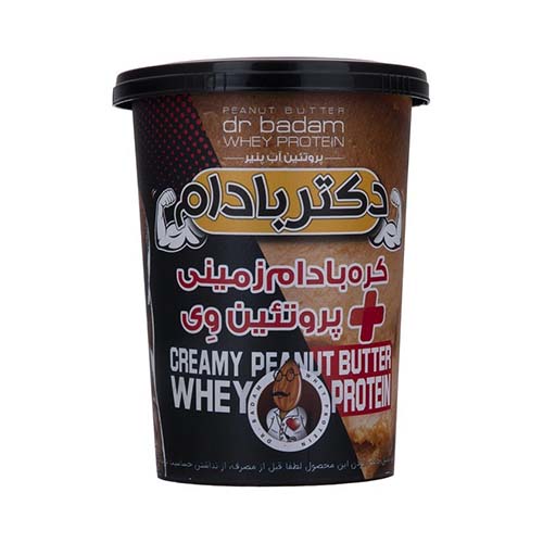 کره بادام زمینی با پودر وی 470گ دکتر بادام