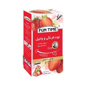 چای دسر کیسه هرمی توت فرنگی و وانیل 12ع 24گ فان تایم