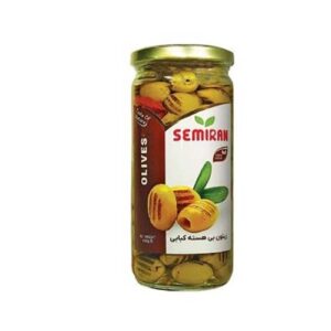 زیتون درشت بی هسته کبابی ظرف شیشه 450g سمیران
